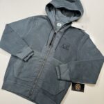 CP Company 263A Brushed & Emerized Diagonal Fleece open zip Hoodie in Blue grey  •  XS / P2P 20”