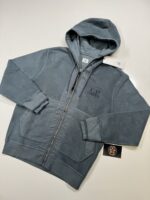 CP Company 263A Brushed & Emerized Diagonal Fleece open zip Hoodie in Blue grey  •  XS / P2P 20”