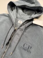 CP Company 263A Brushed & Emerized Diagonal Fleece open zip Hoodie in Blue grey  •  XS / P2P 20” - Image 2