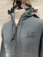 CP Company 263A Brushed & Emerized Diagonal Fleece open zip Hoodie in Blue grey  •  XS / P2P 20” - Image 4