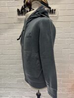 CP Company 263A Brushed & Emerized Diagonal Fleece open zip Hoodie in Blue grey  •  XS / P2P 20” - Image 5