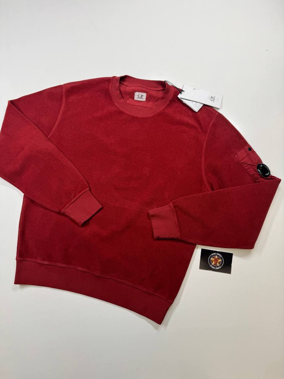 img_4173 CP Company 261A Brushed & Emerized Diagonal Fleece Sweatshirt in Scooter Red - Small. / P2P 22”. - Image 1