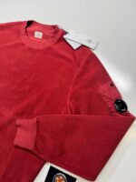 CP Company 261A Brushed & Emerized Diagonal Fleece Sweatshirt in Scooter Red -    Small. / P2P 22”. - Image 2