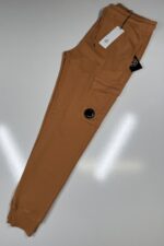 CP Company 100A Cotton  Diagonal Fleece Lens pocket sweatpants in orange - Image 3