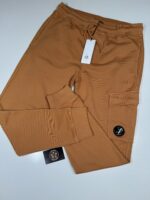 CP Company 100A Cotton  Diagonal Fleece Lens pocket sweatpants in orange - Image 4
