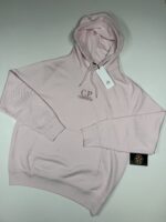 CP COMPANY 099B COTTON DIAGONAL FLEECE HOODED SWEATSHIRT IN PINK