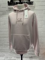 CP COMPANY 099B COTTON DIAGONAL FLEECE HOODED SWEATSHIRT IN PINK - Image 5
