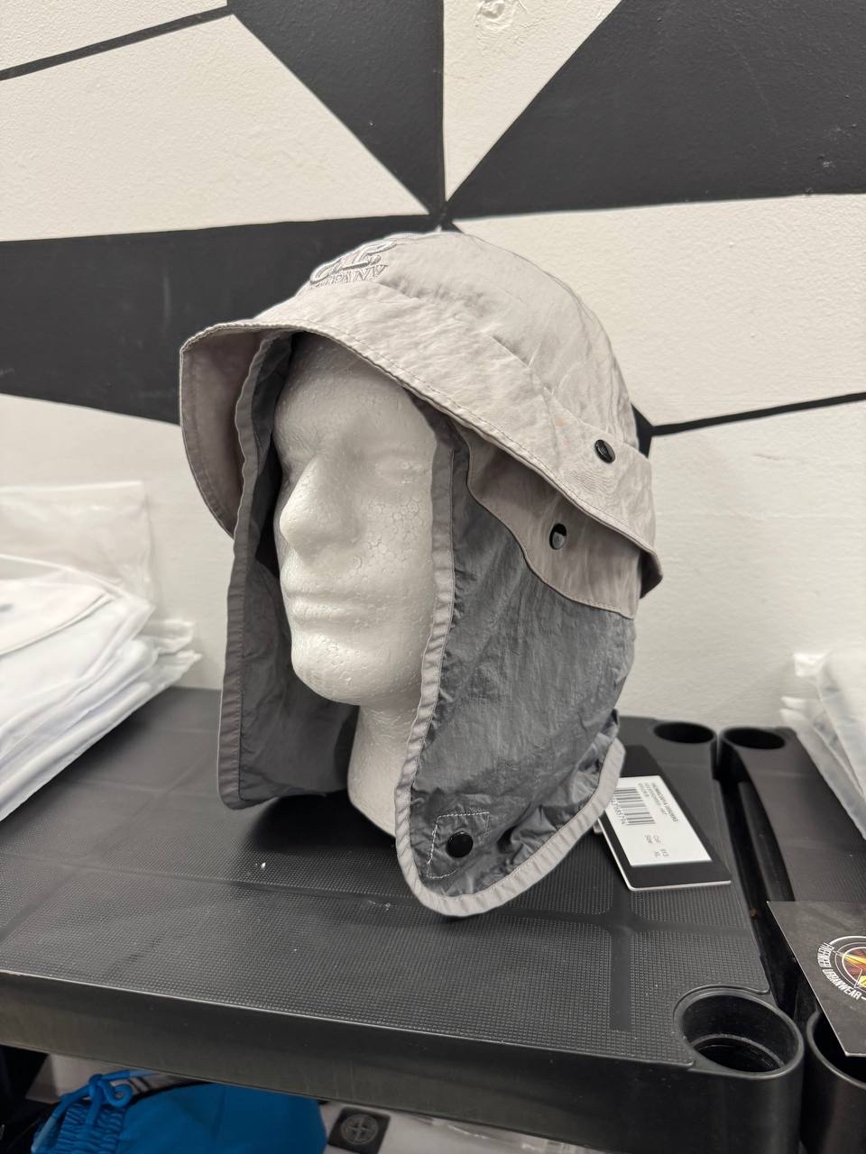 img_7803-3 C.P. Company 001A Mens Nylon -B jungle Bucket Hat in Drizzle grey - Image 1