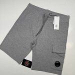 CP Company Light Fleece Cargo Lens Shorts. Lt grey / M93