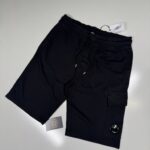 CP Company Light Fleece Cargo Lens Shorts. Black / 999