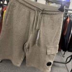 CP Company Light Fleece Cargo Lens Shorts. Lt grey / M54