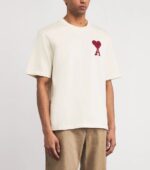 AMI PARIS Ami De Coeur UTS362.726 -  White Cream Zig Zag T-Shirt - Image 6