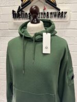 CP Company 099A Cotton Diagonal Fleece Hoodie in Green - Image 2