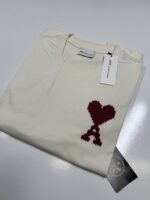 AMI PARIS Ami De Coeur UTS362.726 -  White Cream Zig Zag T-Shirt - Image 12