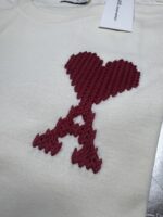 AMI PARIS Ami De Coeur UTS362.726 -  White Cream Zig Zag T-Shirt - Image 11