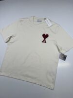 AMI PARIS Ami De Coeur UTS362.726 -  White Cream Zig Zag T-Shirt - Image 10