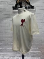 AMI PARIS Ami De Coeur UTS362.726 -  White Cream Zig Zag T-Shirt - Image 7