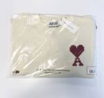 AMI PARIS Patch Heart Sweatshirt in Off White / Red - Image 3