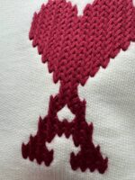 AMI PARIS Patch Heart Sweatshirt in Off White / Red - Image 14