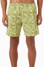 C.P. COMPANY Inca Print Swim Shorts in Flatt Nylon- Green - Image 4