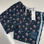 C.P. Company sponged print flatt Nylon shorts- Ink Blue