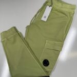 CP Company 100A Cotton  Diagonal Fleece Lens pocket sweatpants  in Light Green