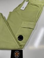 CP Company 100A Cotton  Diagonal Fleece Lens pocket sweatpants  in Light Green - Image 3