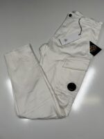 CP Company 056A Satin Stretch Cargo Pants in Gauze White