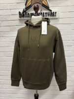CP COMPANY 099B COTTON DIAGONAL FLEECE HOODED SWEATSHIRT IN GREEN - Image 4