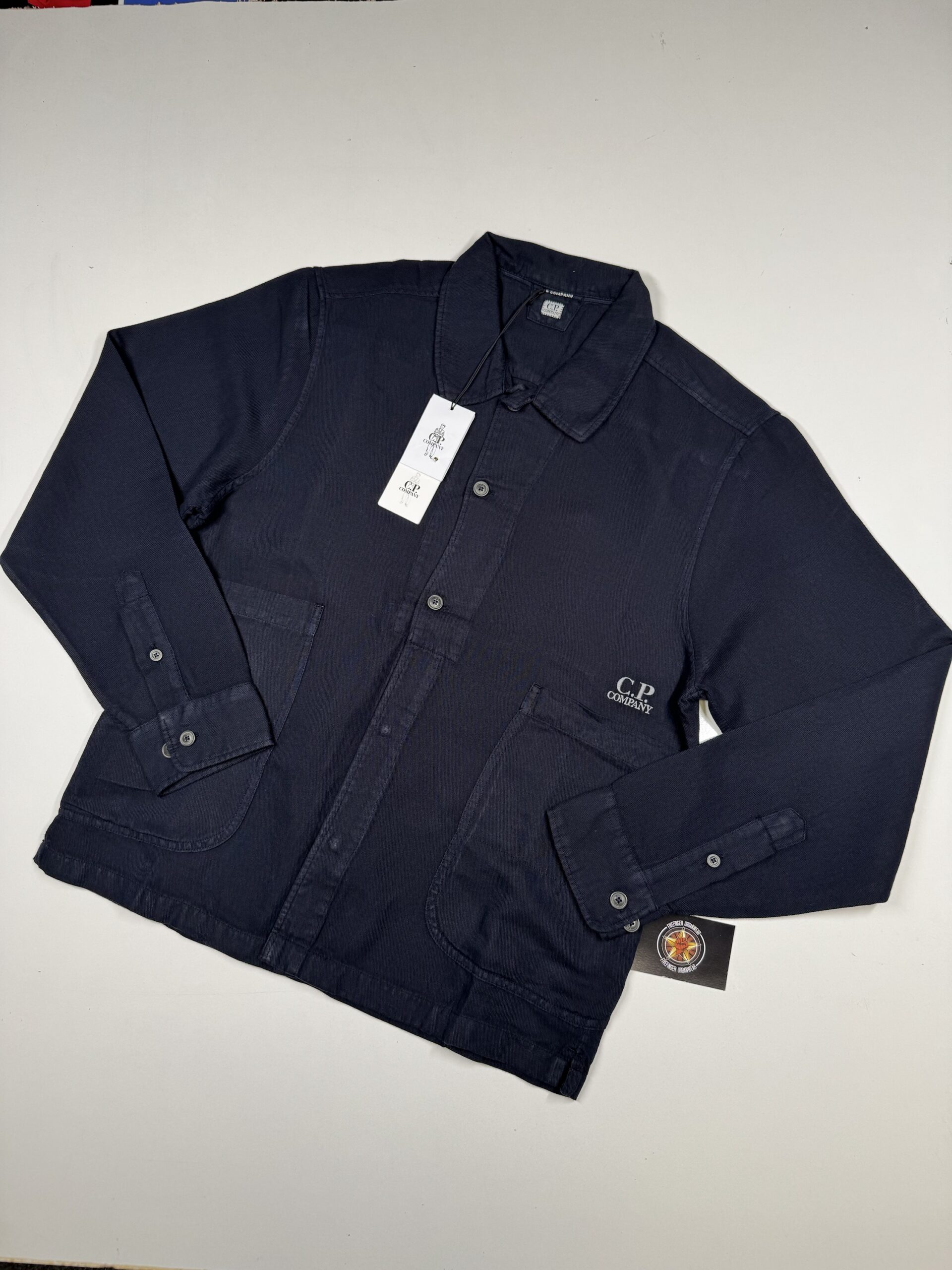 img_7626-3 CP Company broken linen/cotton overshirt in navy / 888 - Image 1