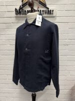 CP Company broken linen/cotton overshirt in navy / 888 - Image 3