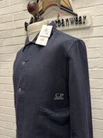 CP Company broken linen/cotton overshirt in navy / 888 - Image 4