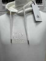 CP COMPANY 099B COTTON DIAGONAL FLEECE HOODED SWEATSHIRT IN WHITE / 103 - XXL.   / P2P 27” - Image 5