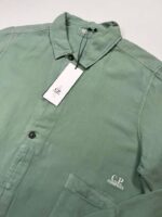 CP Company broken linen/cotton overshirt in Green Bay  - Large / p2p 23” - Image 2