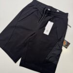 CP COMPANY METROPOLIS 016A PERTEX STRETCH FLEECE MIXED CARGO SHORTS IN BLACK