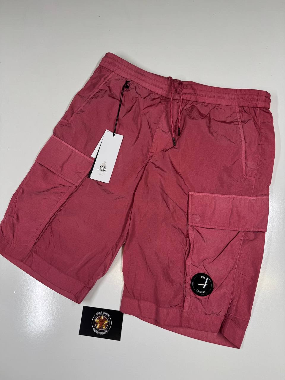 img_9180-5 CP COMPANY 179A Chrome-R Cargo Shorts in Red Bud - Image 1
