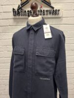 CP Company 159A broken linen/cotton overshirt in Navy - Image 3
