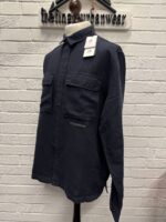 CP Company 159A broken linen/cotton overshirt in Navy - Image 4