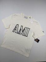 Ami Paris Cream Print Short sleeves t-shirt in thick cotton jersey. - Image 2