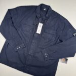 CP COMPANY 128A ORGANIC GABARDINE OVERSHIRT IN NAVY