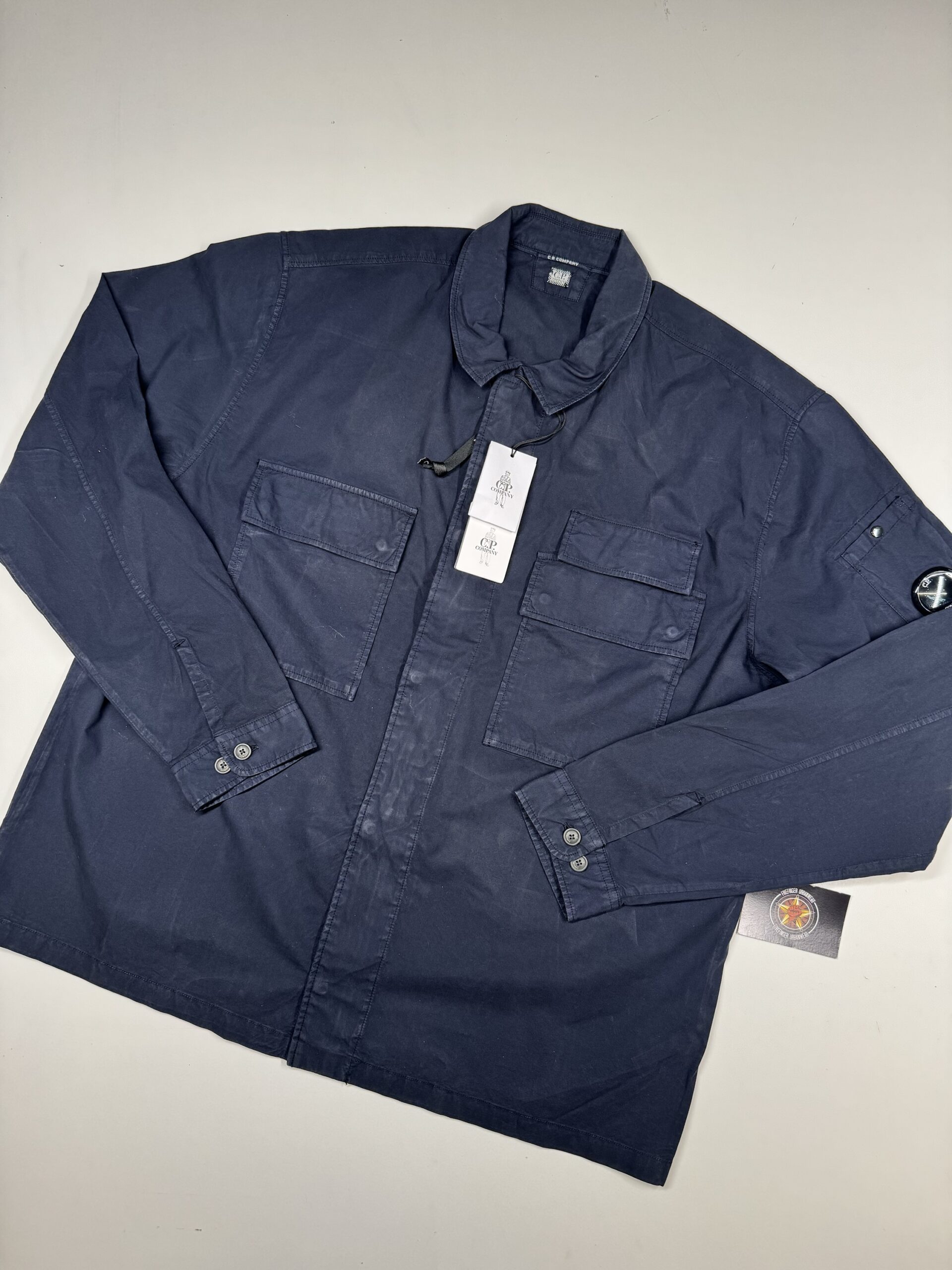 img_4730-3 CP COMPANY 128A ORGANIC GABARDINE OVERSHIRT IN NAVY - Image 1