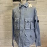CP company 018A 50 Fili stretch overshirt with Multi pockets in cerulean blue.