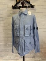 CP company 018A 50 Fili stretch overshirt with Multi pockets in cerulean blue.