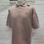 CP Company 320A jersey Jacquard micropattern short sleeve polo in Misty Rose -  Large / p2p 23.5”