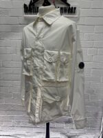 CP company 018A 50 Fili stretch overshirt with Multi pockets in white - Image 3