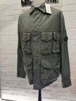 CP company 018A 50 Fili stretch overshirt with Multi pockets in Green Thyme - Image 5