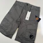 C.P COMPANY 116A SATIN STRETCH CARGO SHORTS IN SMOKED GREY   -  Size 44/ w29”