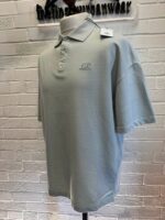 CP Company 320A jersey Jacquard micropattern short sleeve polo in Blue fox grey - Image 4