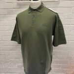 CP Company 320A jersey Jacquard micropattern short sleeve polo in Green
