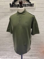 CP Company 320A jersey Jacquard micropattern short sleeve polo in Green